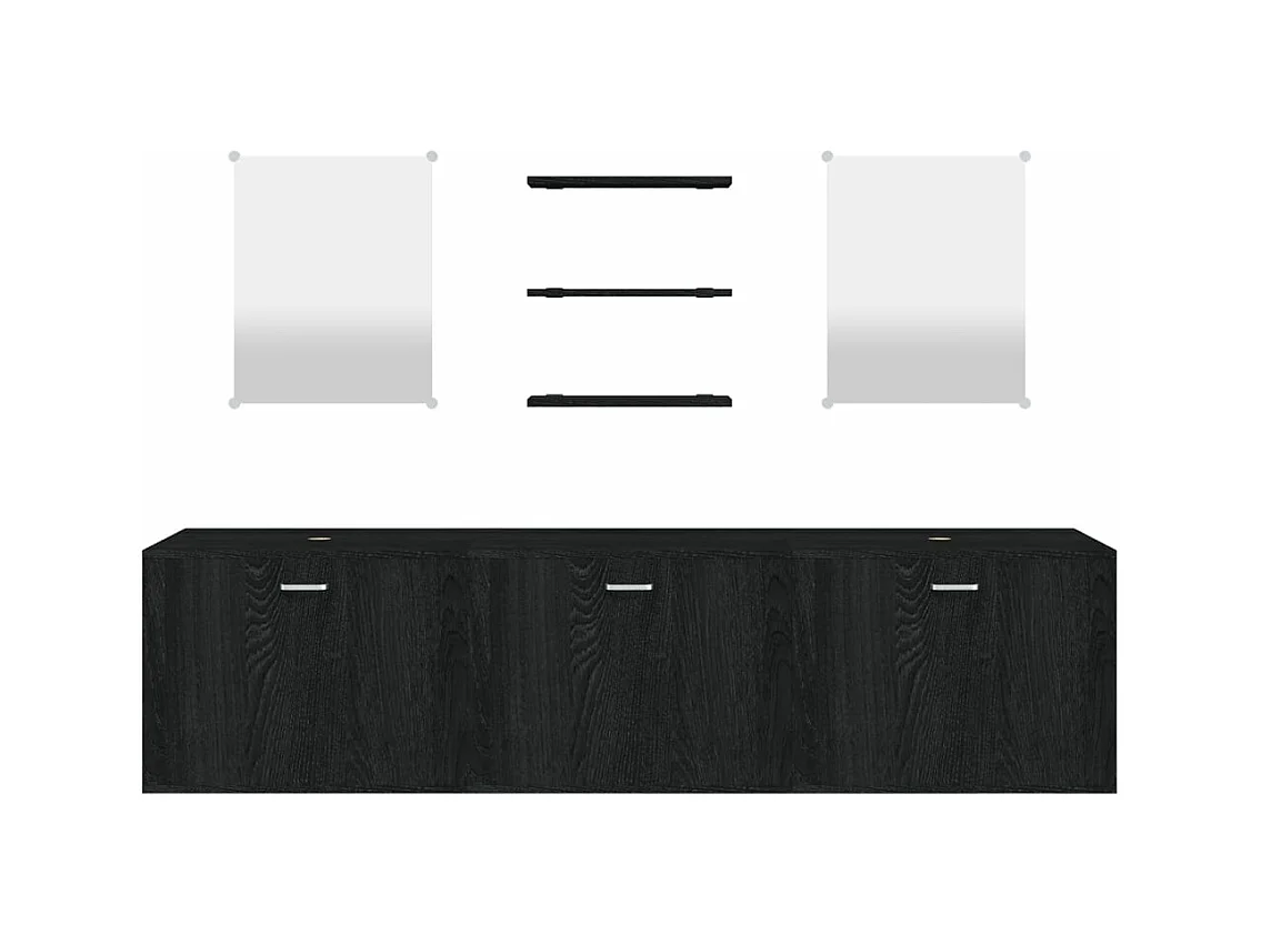 Ensemble de meubles salle de bain 6 pcs noir bois d'ingénierie