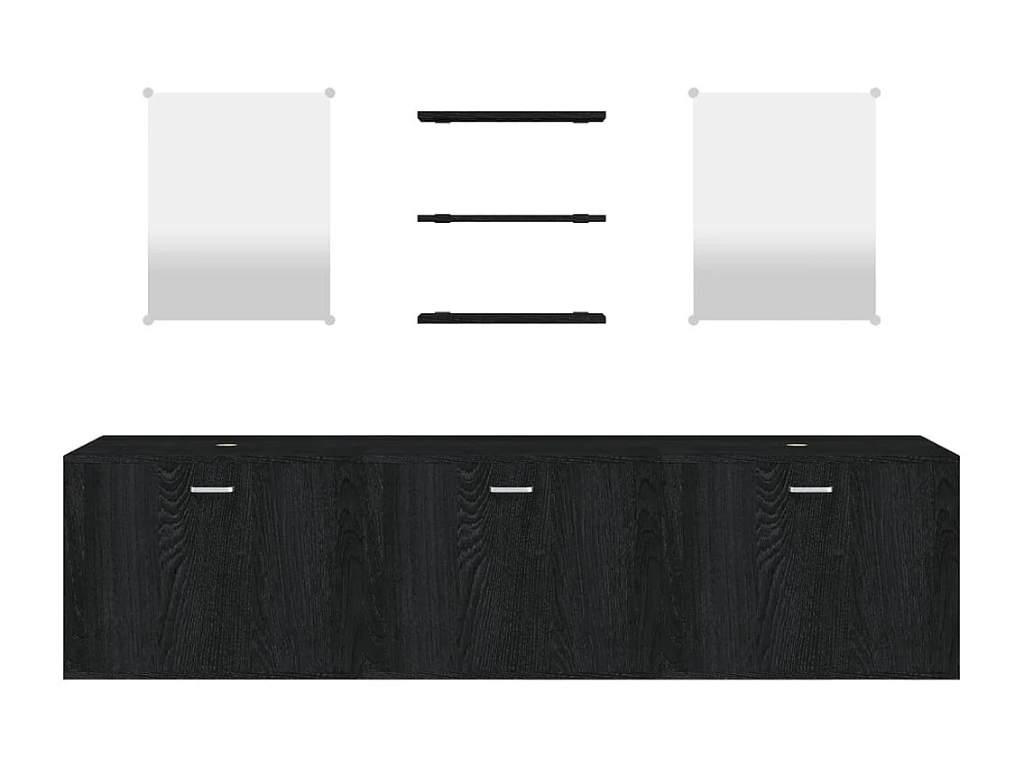 Ensemble de meubles salle de bain 6 pcs noir bois d'ingénierie