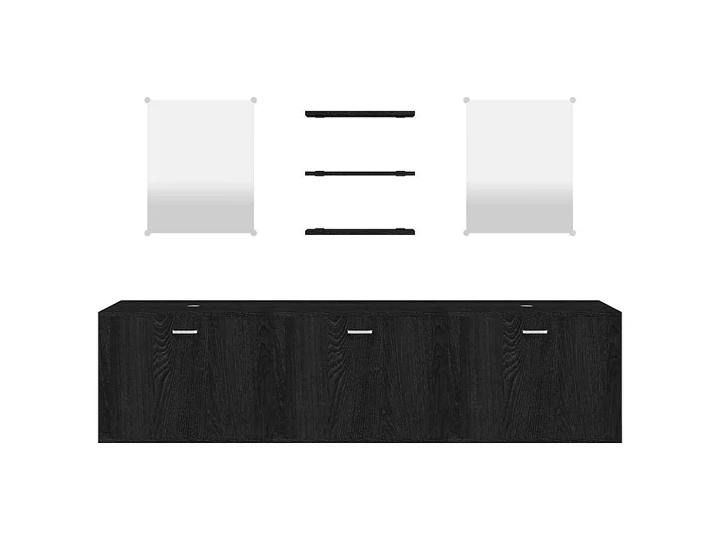 Ensemble de meubles salle de bain 6 pcs noir bois d'ingénierie