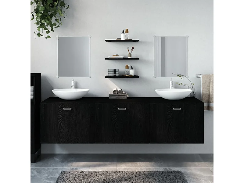 Ensemble de meubles salle de bain 6 pcs noir bois d'ingénierie