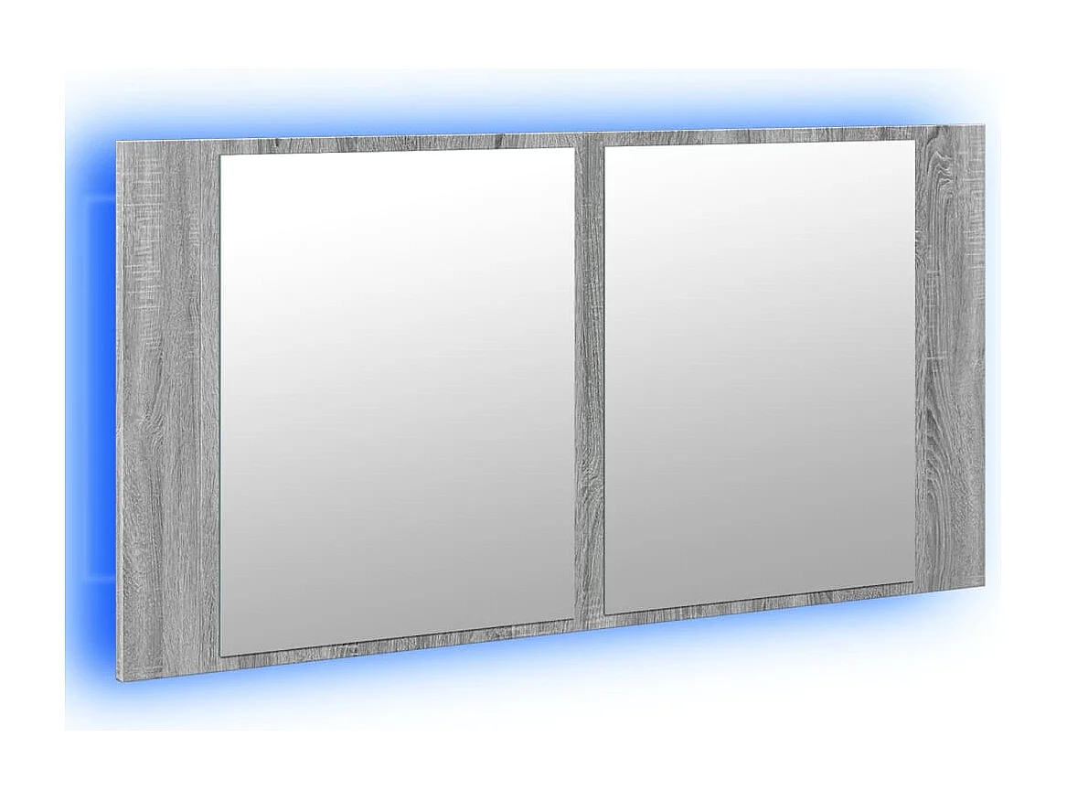 Armoire de salle de bain à miroir LED sonoma gris 90x12x45 cm