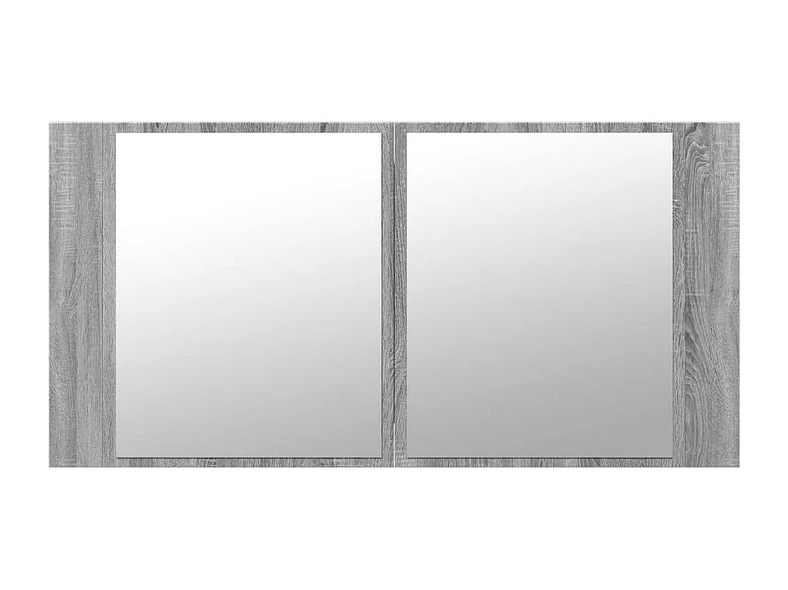 Armoire de salle de bain à miroir LED sonoma gris 90x12x45 cm
