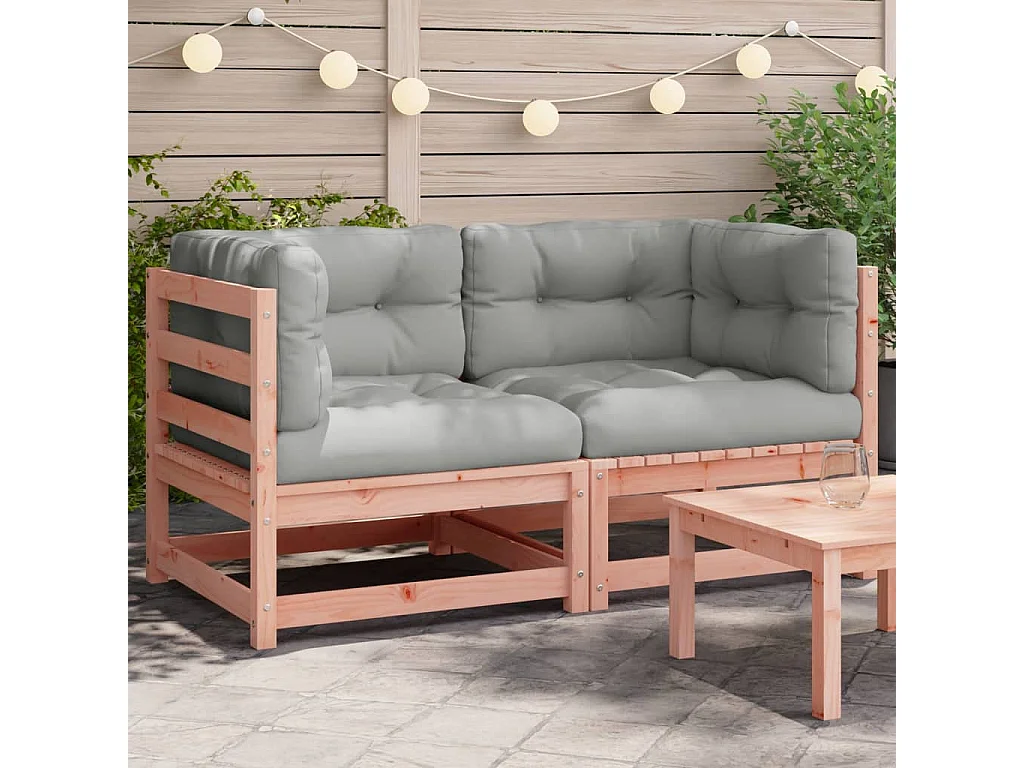Canapés d'angle de jardin et coussins 2 pcs bois massif douglas