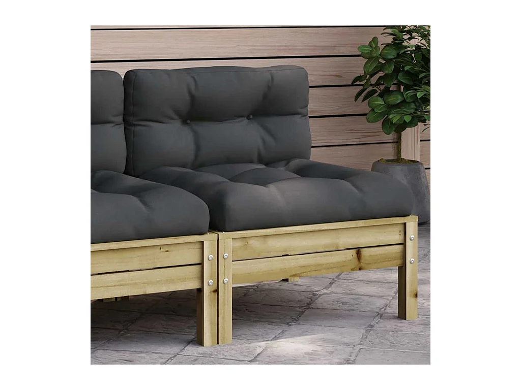 Canapé de jardin sans accoudoirs et coussins bois pin imprégné