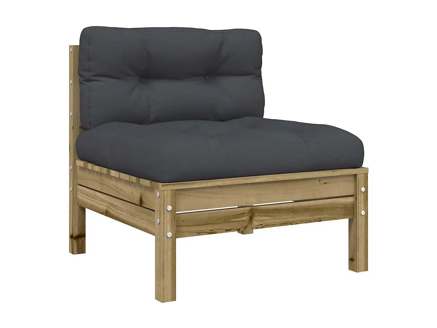 Canapé de jardin sans accoudoirs et coussins bois pin imprégné