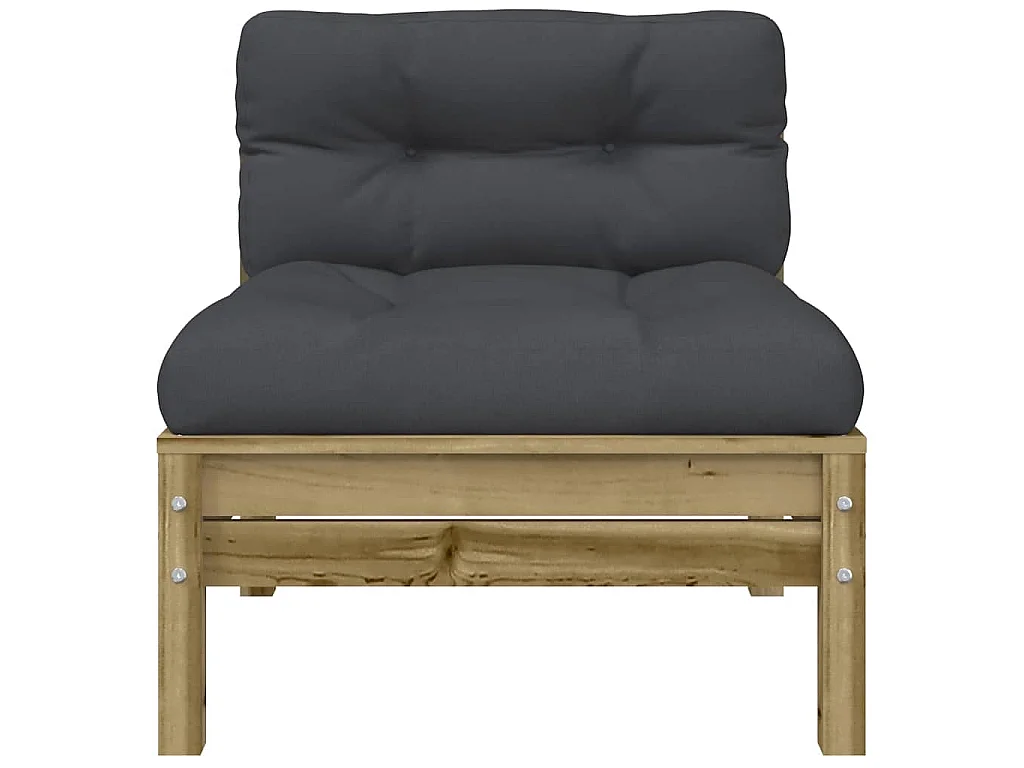 Canapé de jardin sans accoudoirs et coussins bois pin imprégné