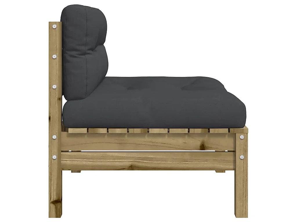 Canapé de jardin sans accoudoirs et coussins bois pin imprégné