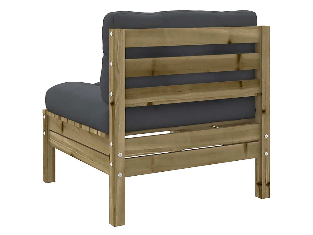 Canapé de jardin sans accoudoirs et coussins bois pin imprégné