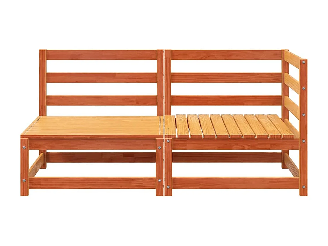 Sofá de 2 lugares para jardim pinho maciço castanho-mel