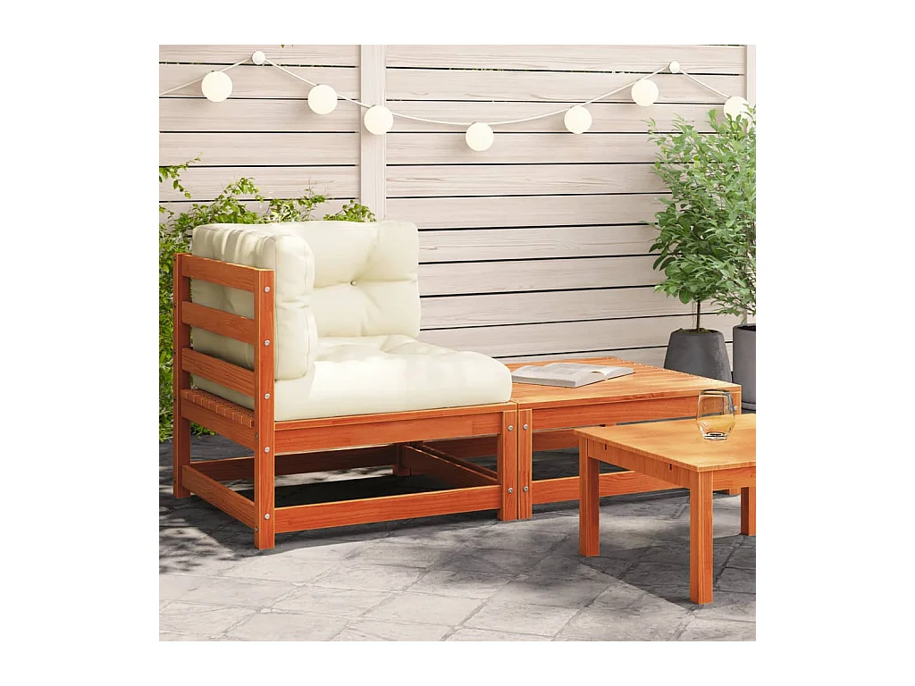 Canapé d'angle de jardin avec coussins et repose-pieds
