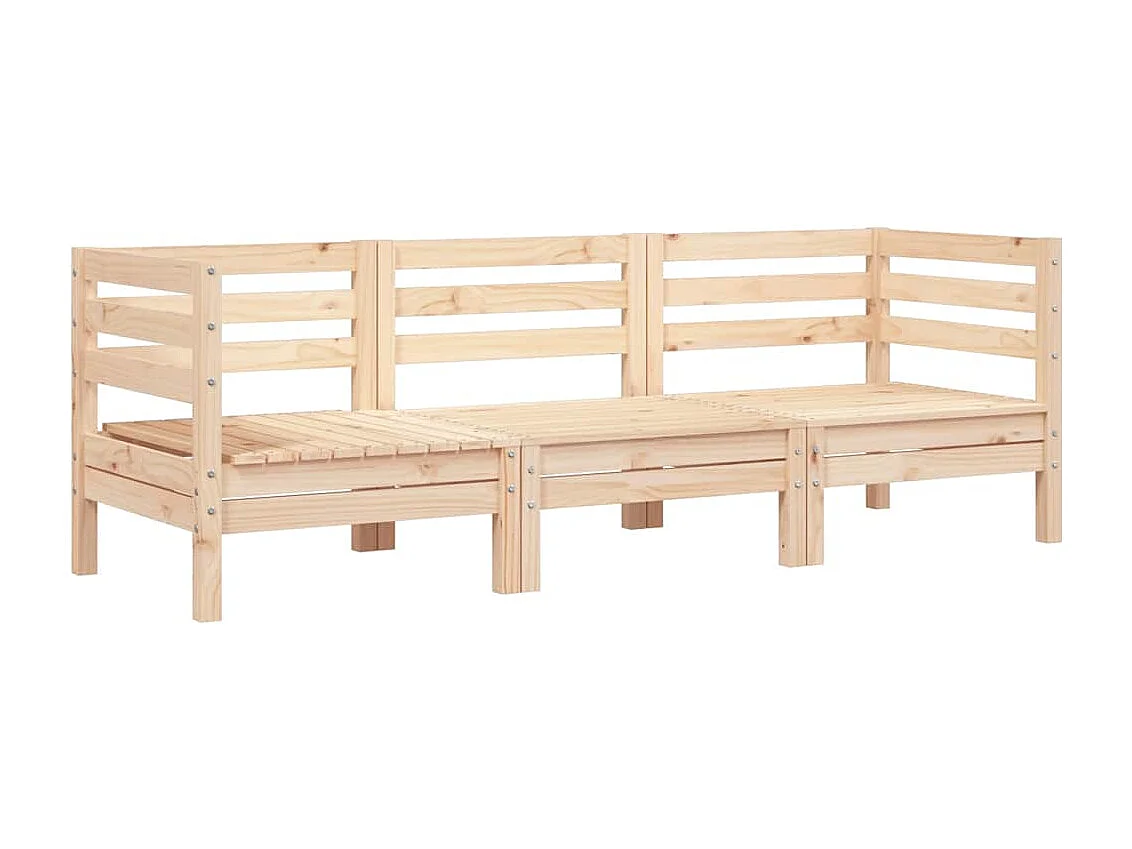 Canapé de jardin 3 places bois de pin massif