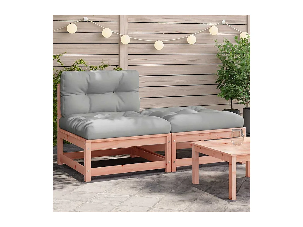 Canapé de jardin sans accoudoirs avec coussins et repose-pieds