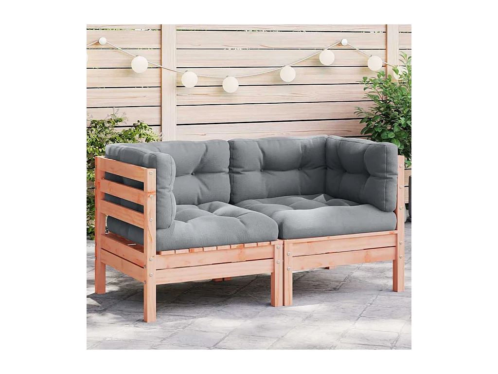 Canapé d'angle de jardin avec coussins 2pcs bois massif douglas