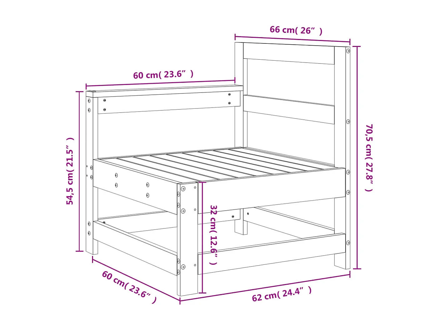Canapé d'angle de jardin bois massif douglas