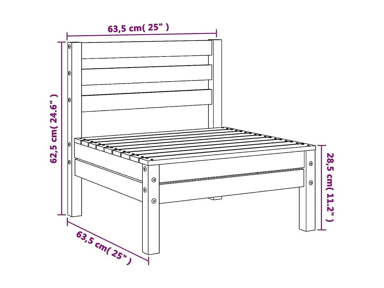 Canapés de jardin sans accoudoirs 4 pcs cire marron bois massif