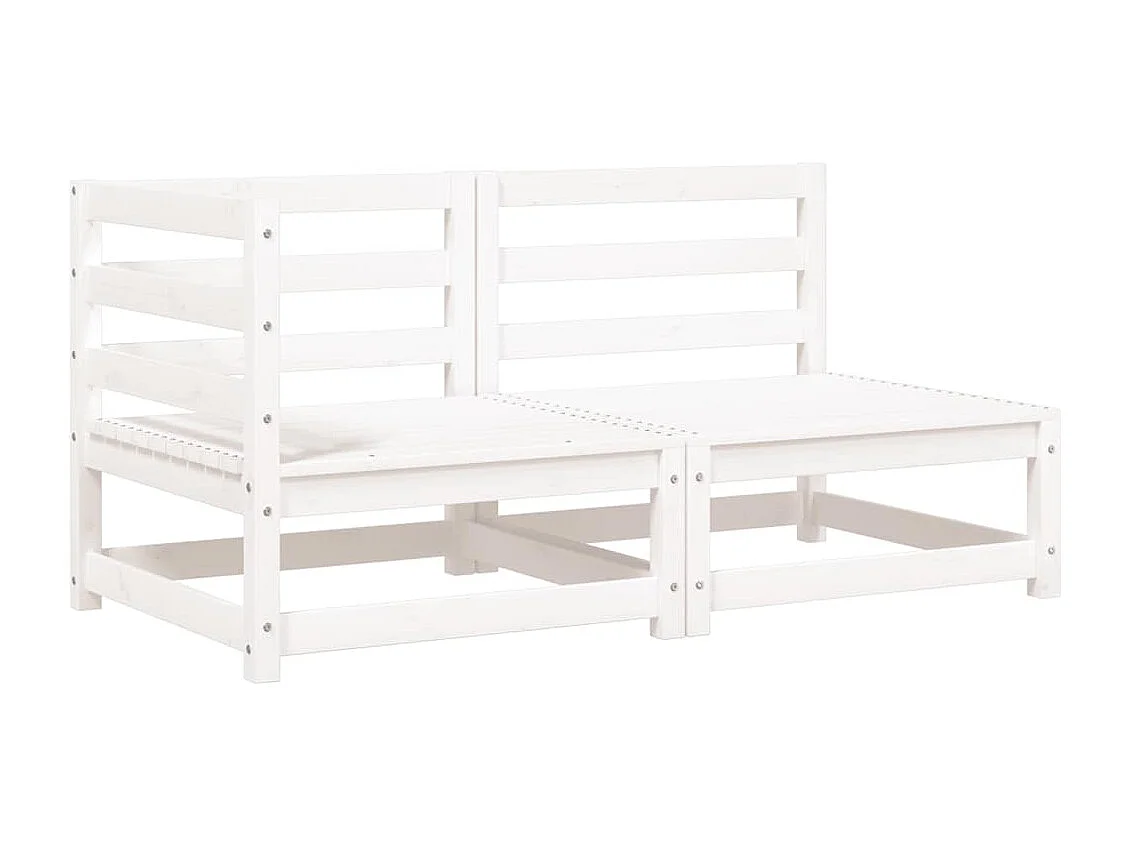 Divano Giardino con Cuscini 2 Posti Bianco Legno Massello Pino