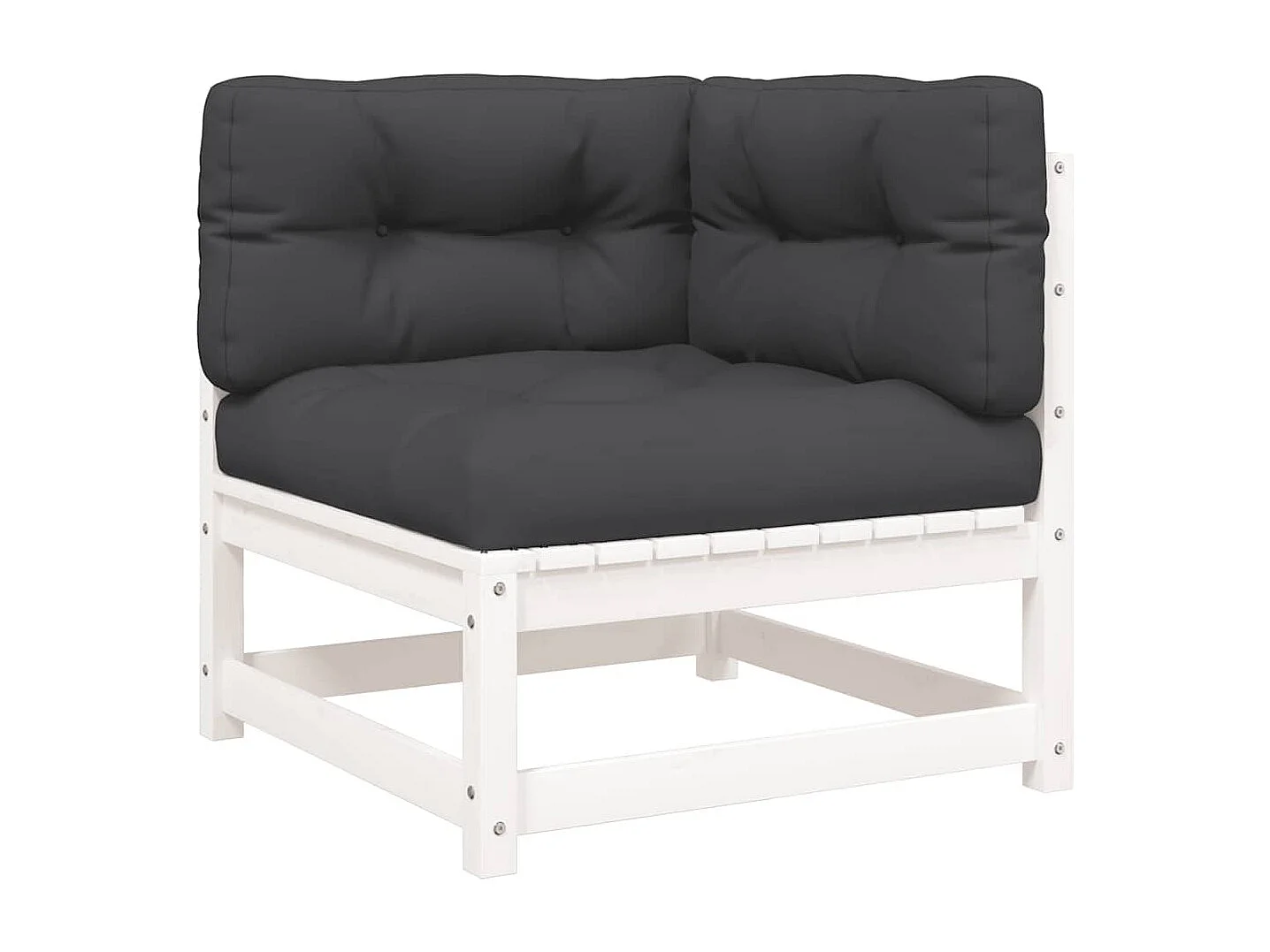 Divano Giardino con Cuscini 2 Posti Bianco Legno Massello Pino