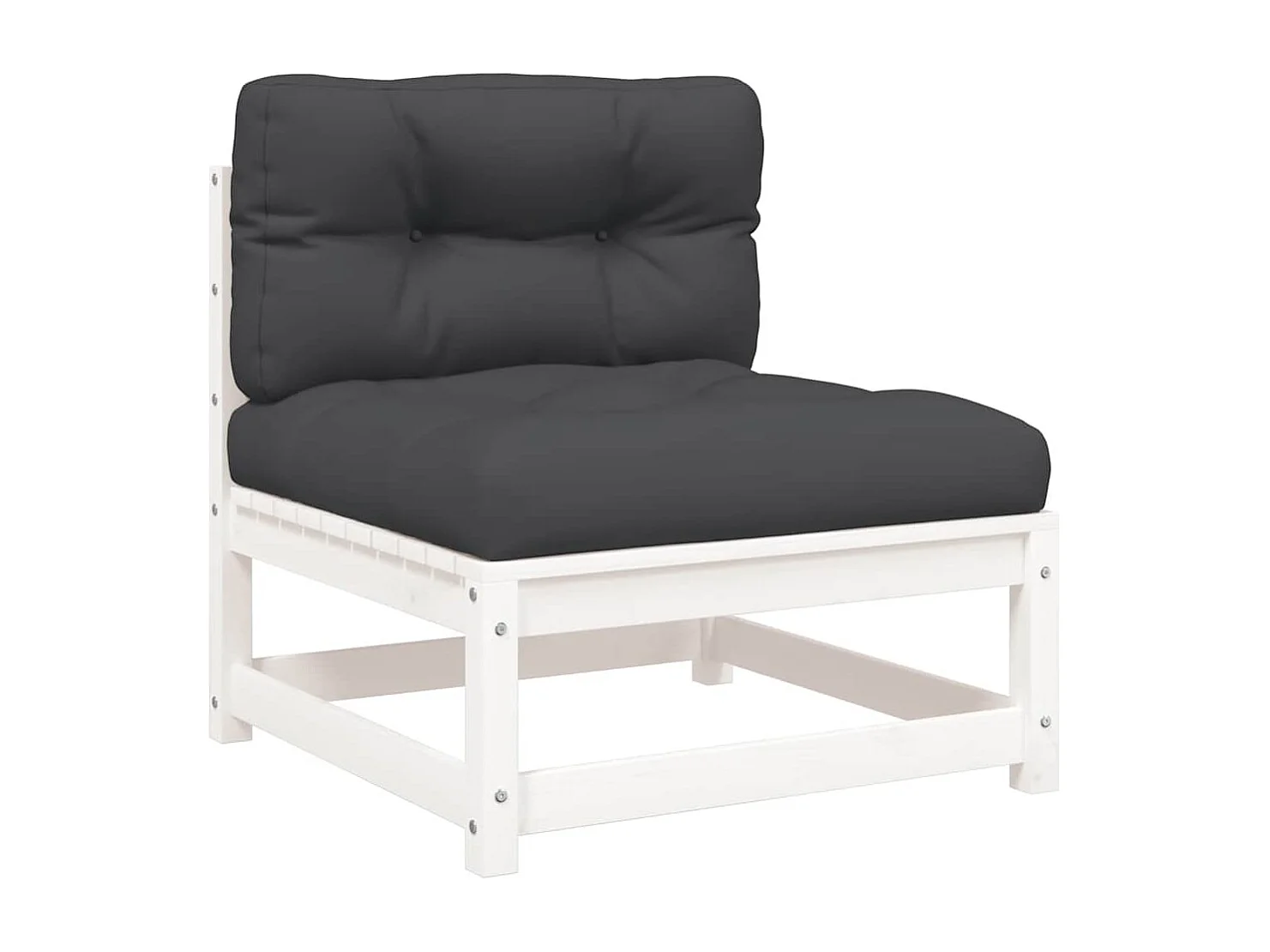 Divano Giardino con Cuscini 2 Posti Bianco Legno Massello Pino