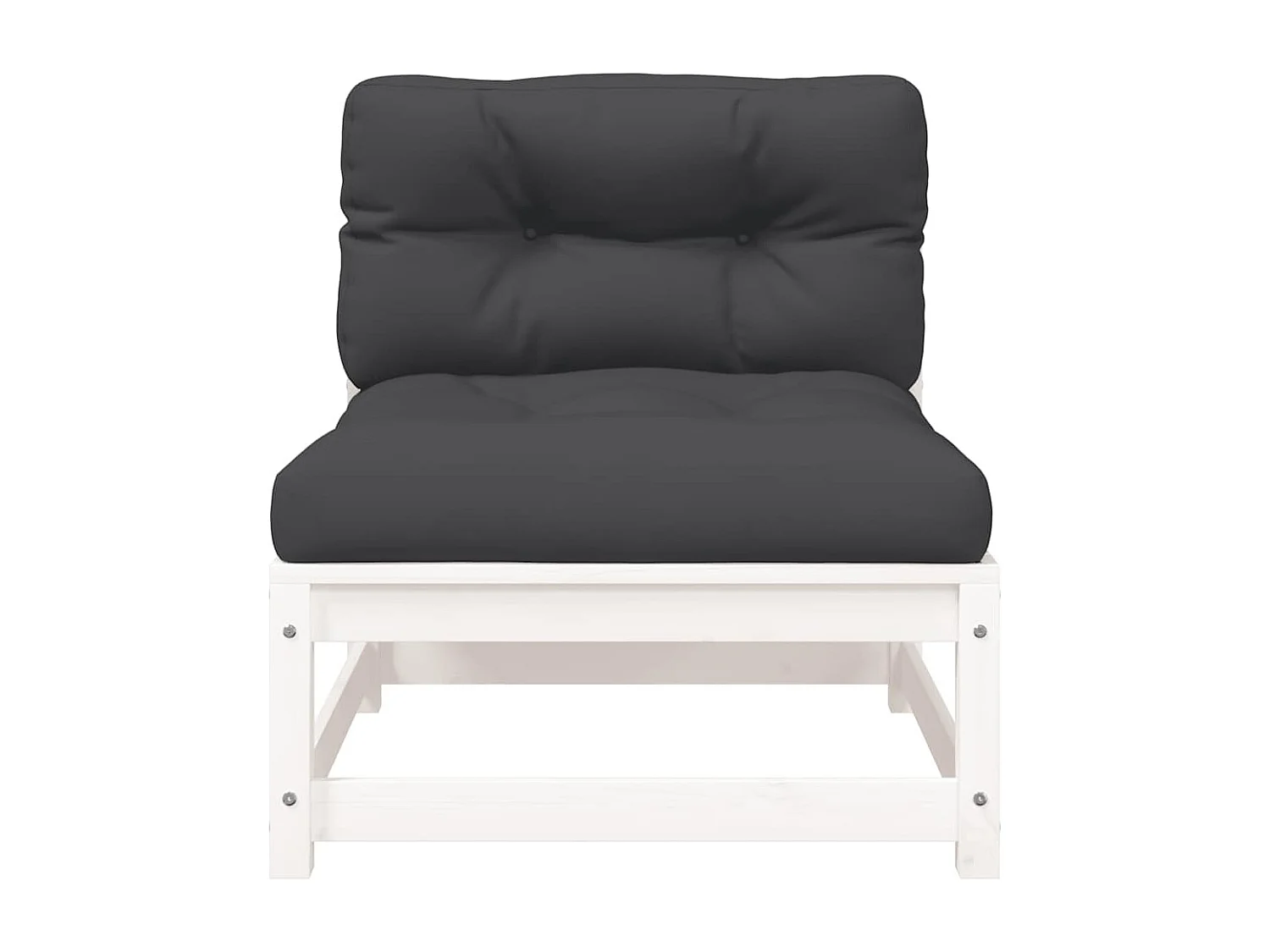 Divano Giardino con Cuscini 2 Posti Bianco Legno Massello Pino