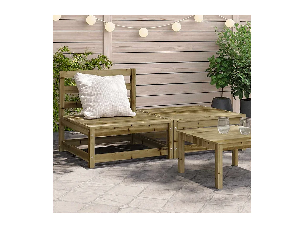 Canapé de jardin sans accoudoirs repose-pieds bois pin imprégné