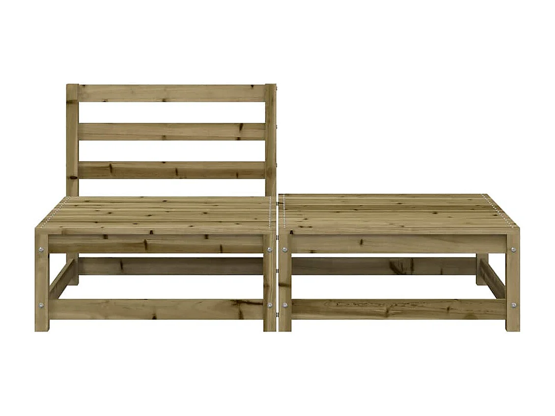 Gartensofa ohne Armlehnen mit Hocker Kiefernholz Imprägniert