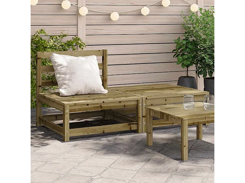 Canapé de jardin sans accoudoirs repose-pieds bois pin imprégné