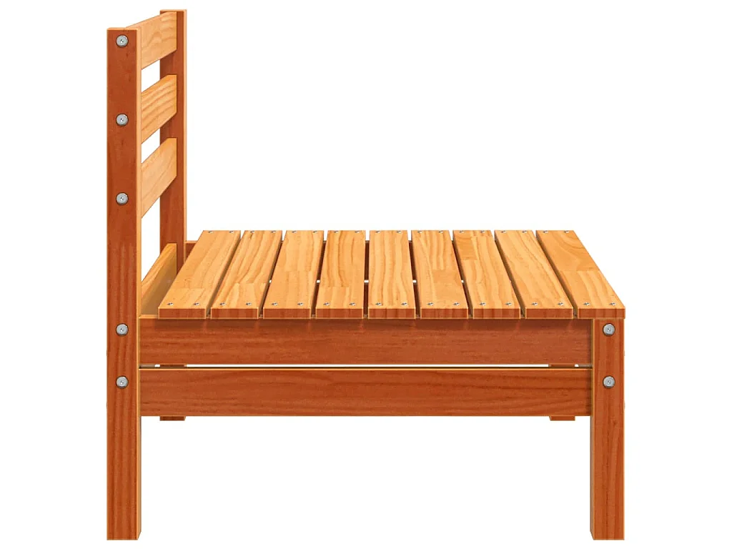 Canapé de jardin sans accoudoirs cire marron bois de pin massif