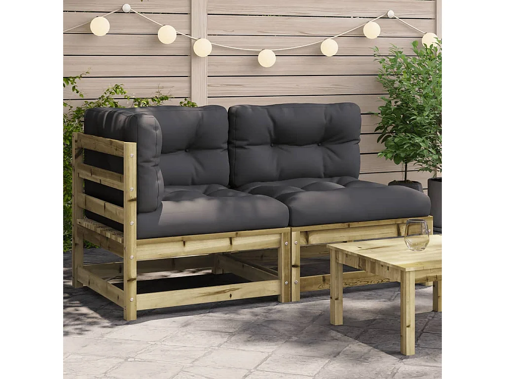 Gartensofa mit Kissen 2-Sitzer Kiefernholz Imprägniert