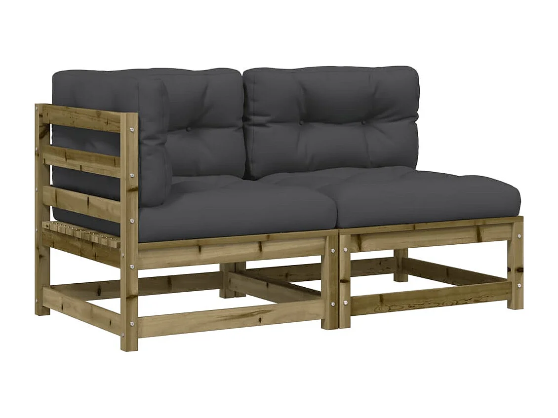 Gartensofa mit Kissen 2-Sitzer Kiefernholz Imprägniert