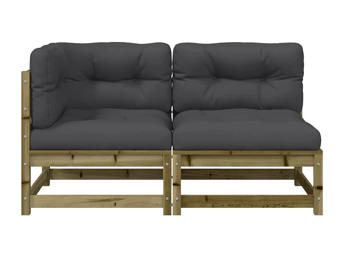 Gartensofa mit Kissen 2-Sitzer Kiefernholz Imprägniert