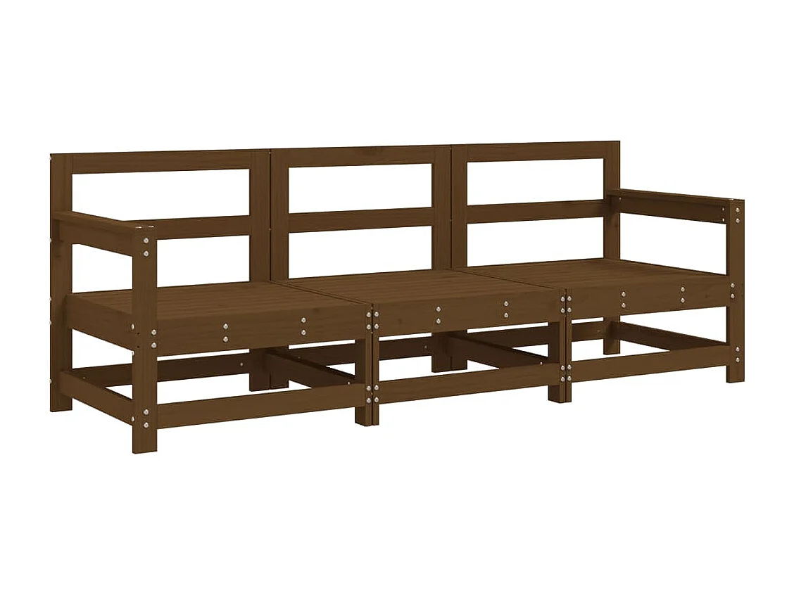 Juego de muebles jardín 3 pzas madera maciza pino marrón miel