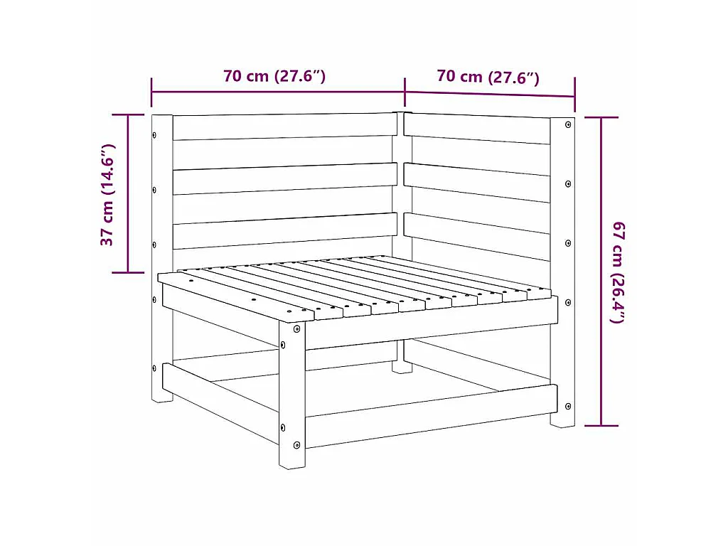Canapé d'angle de jardin 70x70x67 cm bois de pin imprégné