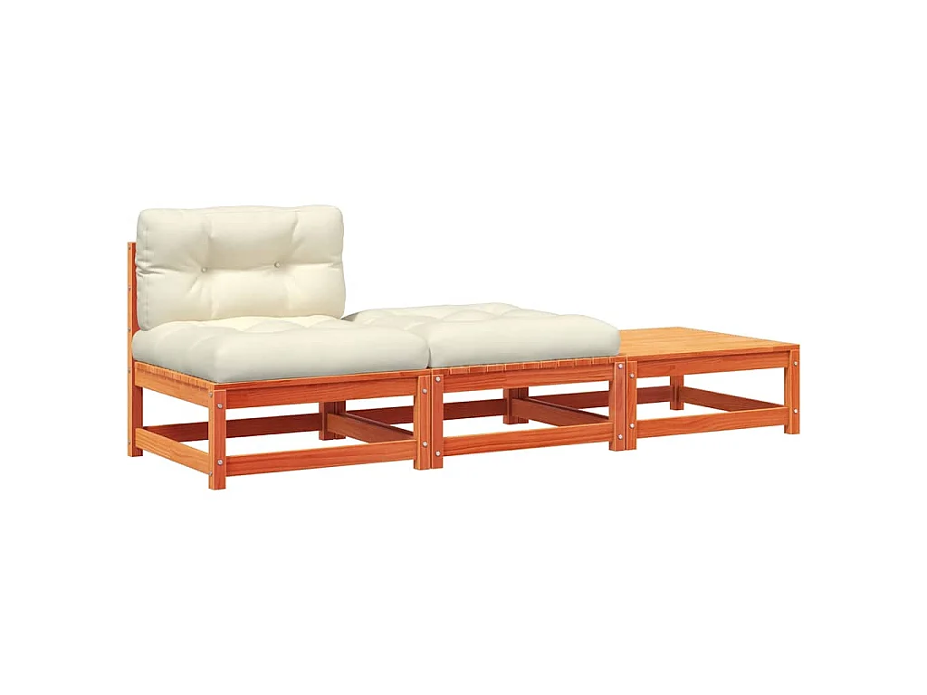 Canapé de jardin sans accoudoirs avec coussins et repose-pieds