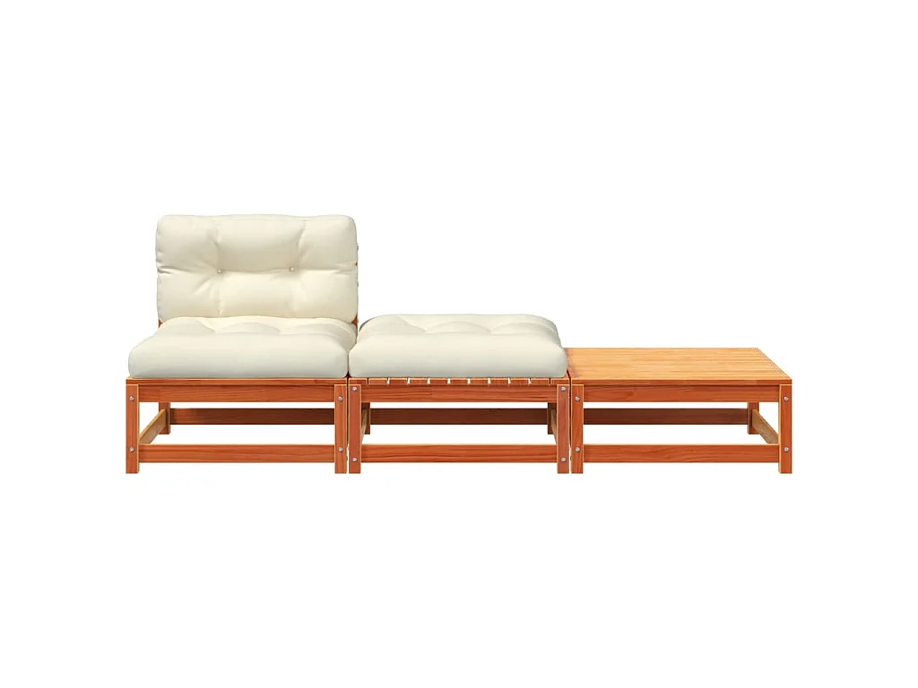 Canapé de jardin sans accoudoirs avec coussins et repose-pieds