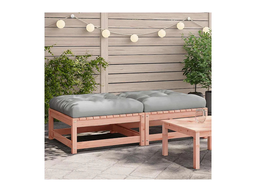 Repose-pieds de jardin avec coussins 2 pcs bois massif douglas