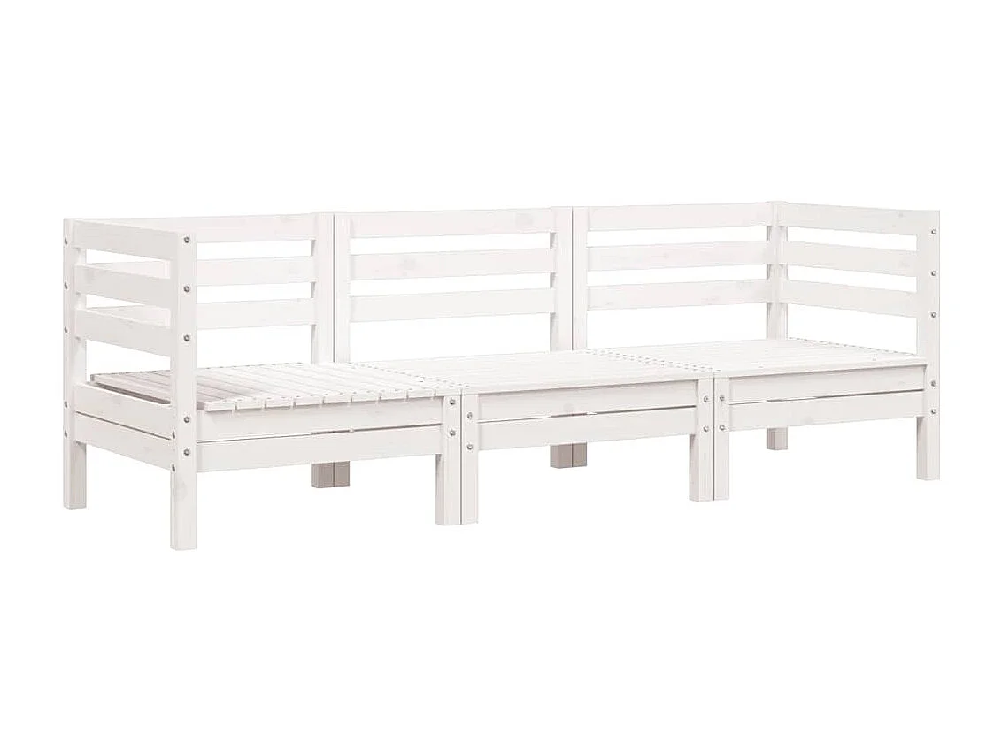 Gartensofa 3-Sitzer Weiß Massivholz Kiefer