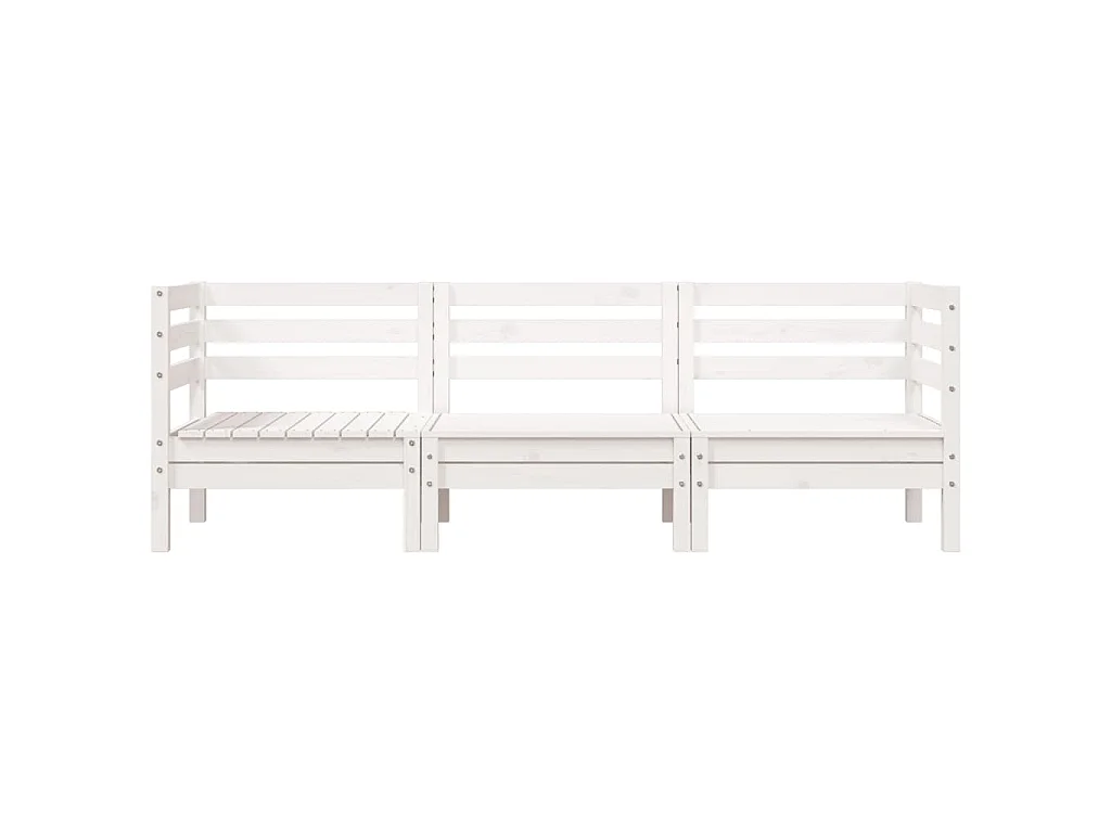 Gartensofa 3-Sitzer Weiß Massivholz Kiefer