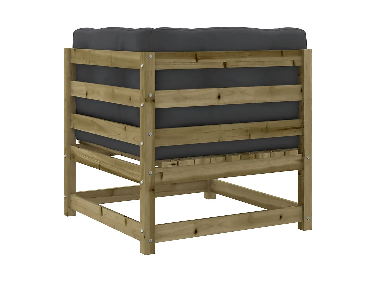 Canapé d'angle de jardin avec coussins bois de pin imprégné