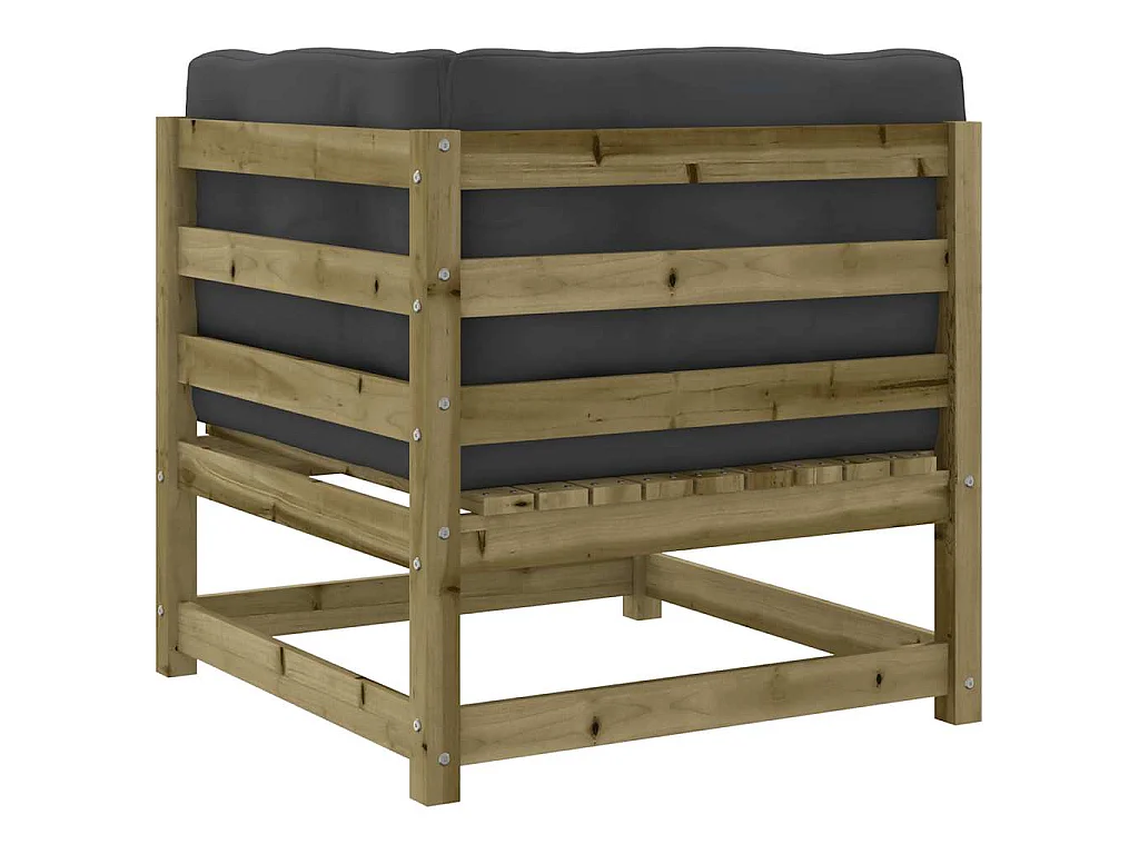 Canapé d'angle de jardin avec coussins bois de pin imprégné