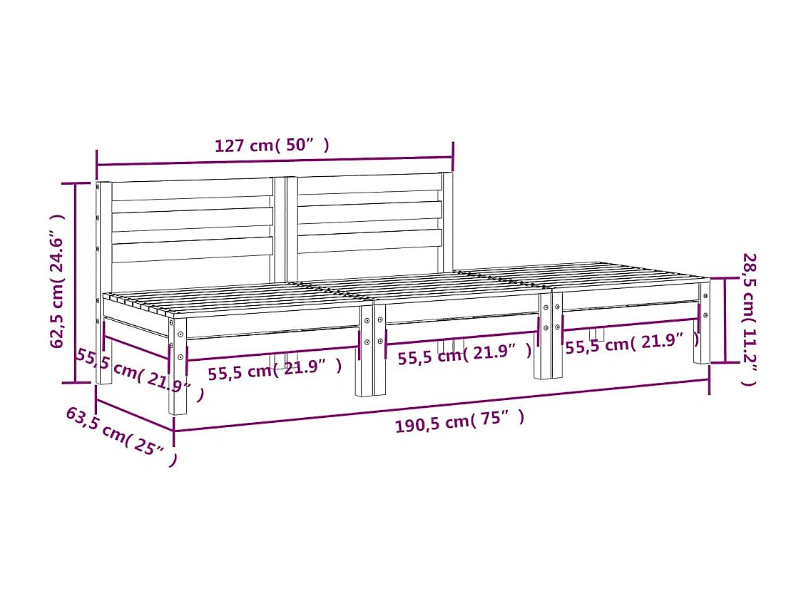 Canapé de jardin 3 places bois massif de douglas