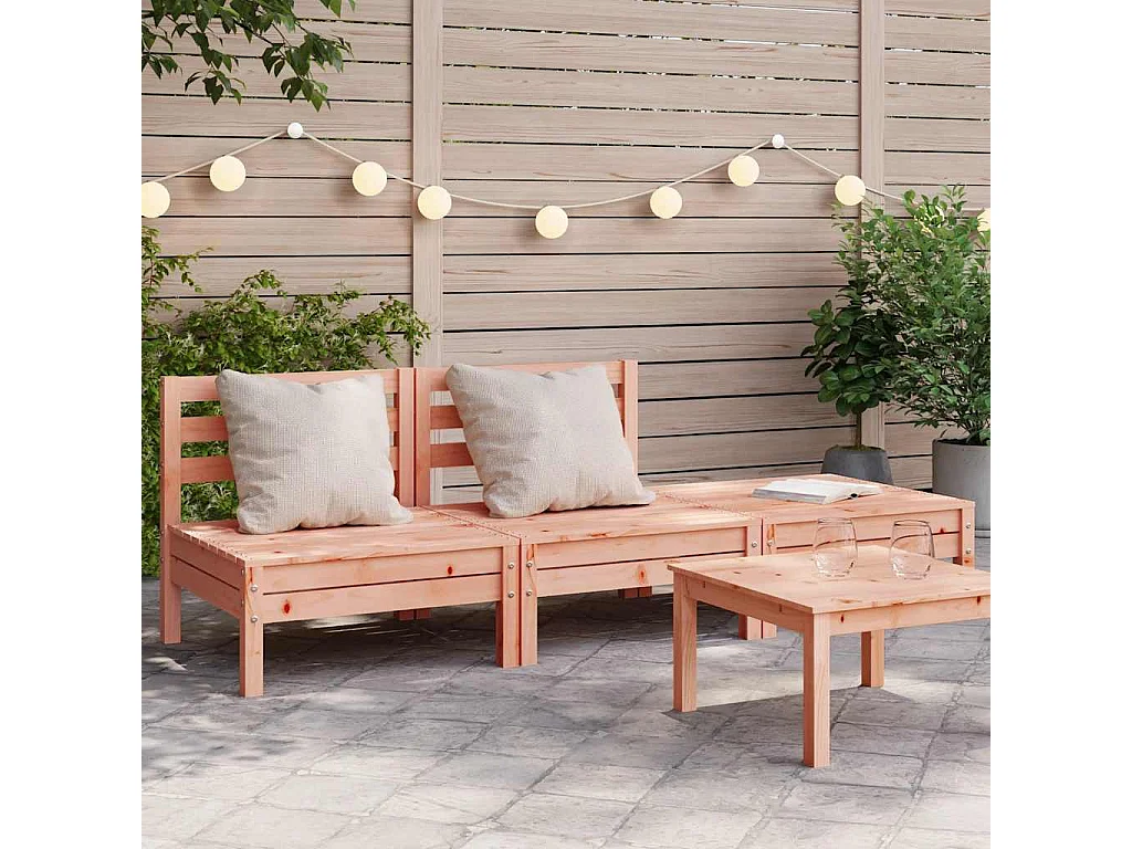 Modularna Wygodna Sofa Ogrodowa 3-osobowa z Masywnego Drewna Douglas - Zewnętrzna