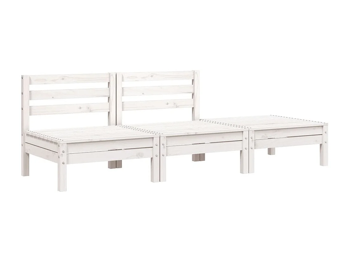 Sofá de 3 lugares para jardim pinho maciço branco