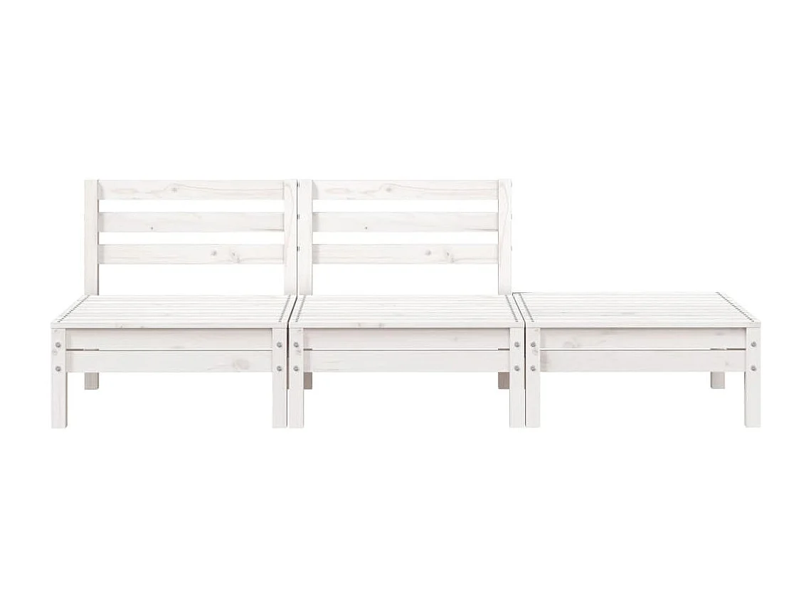 Sofá de 3 lugares para jardim pinho maciço branco