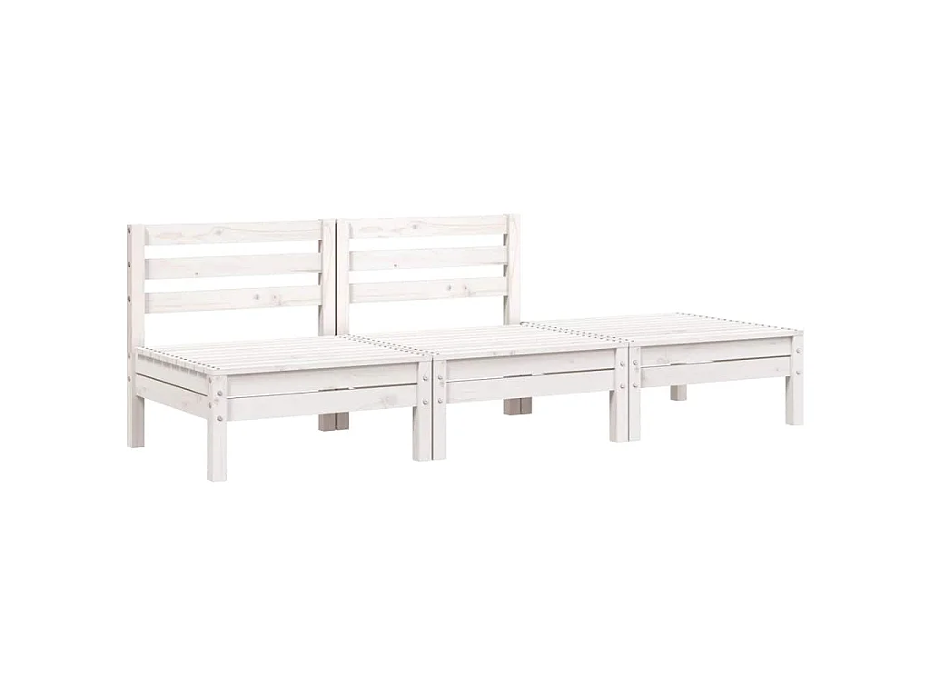 Gartensofa 3-Sitzer Weiß Massivholz Kiefer