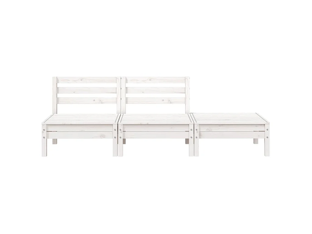Gartensofa 3-Sitzer Weiß Massivholz Kiefer