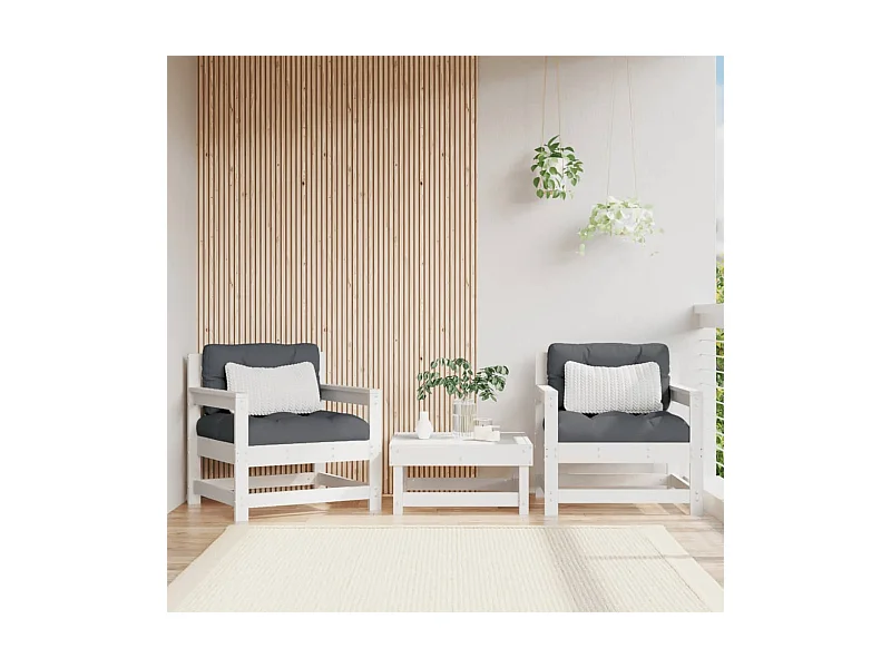 Gartenstühle 2 Stk. Weiß Massivholz Kiefer