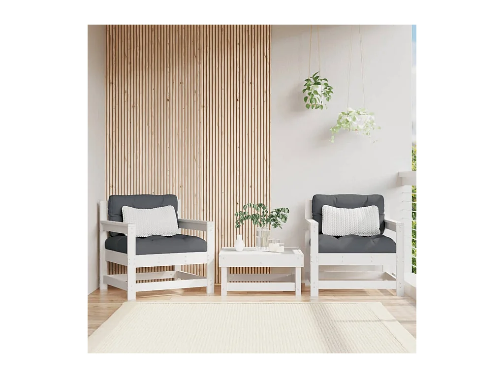 Chaises de jardin lot de 2 blanc bois massif de pin