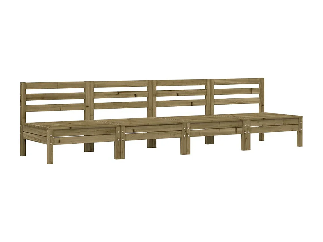Canapés de jardin sans accoudoirs 4 pcs bois pin imprégné