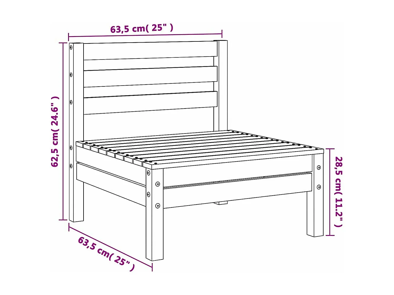 Canapés de jardin sans accoudoirs 4 pcs bois pin imprégné