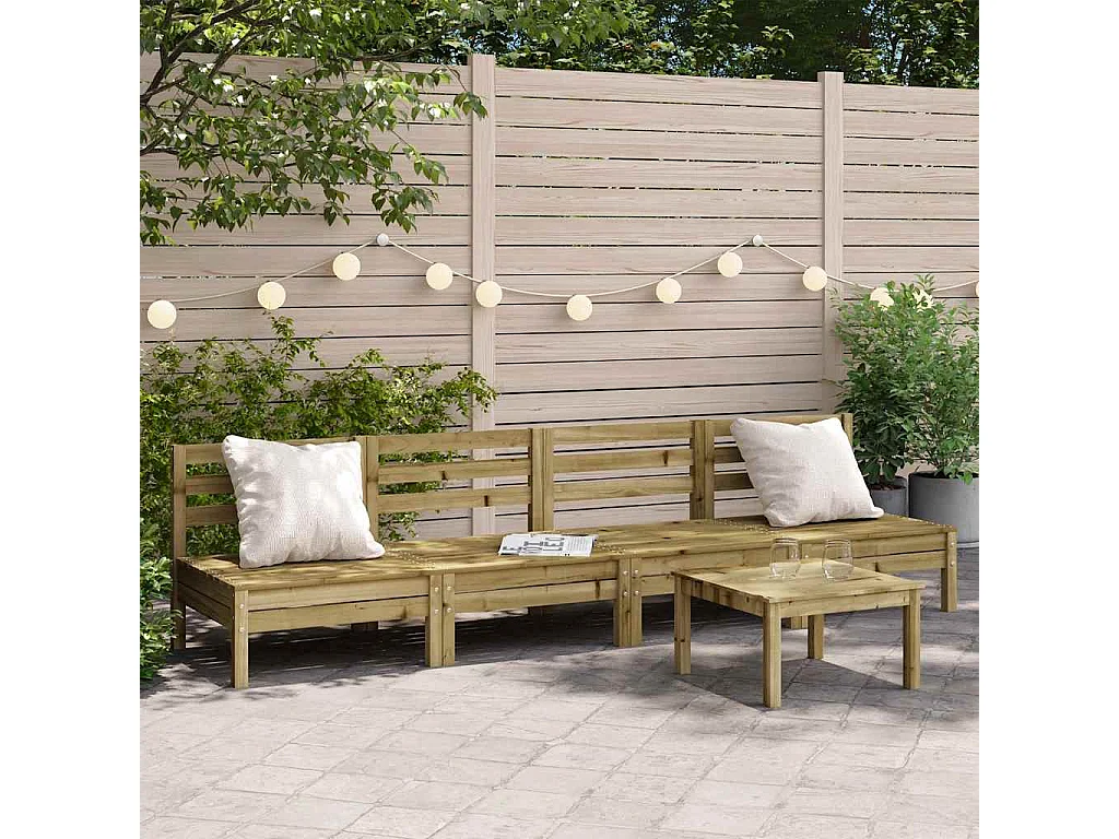 Divani Senza Braccioli da Giardino 4pz Legno di Pino Impregnato